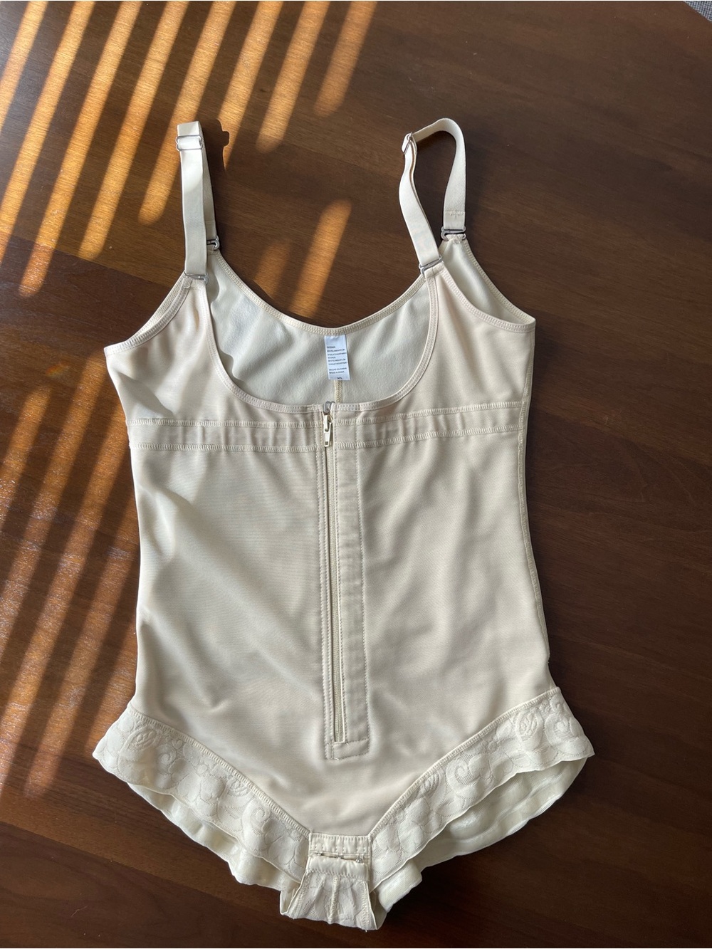 Shaperx Cream Shapewear Bodysuit with Front Zipper